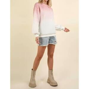 NEW VERY J ombre sherpa pullover in pink